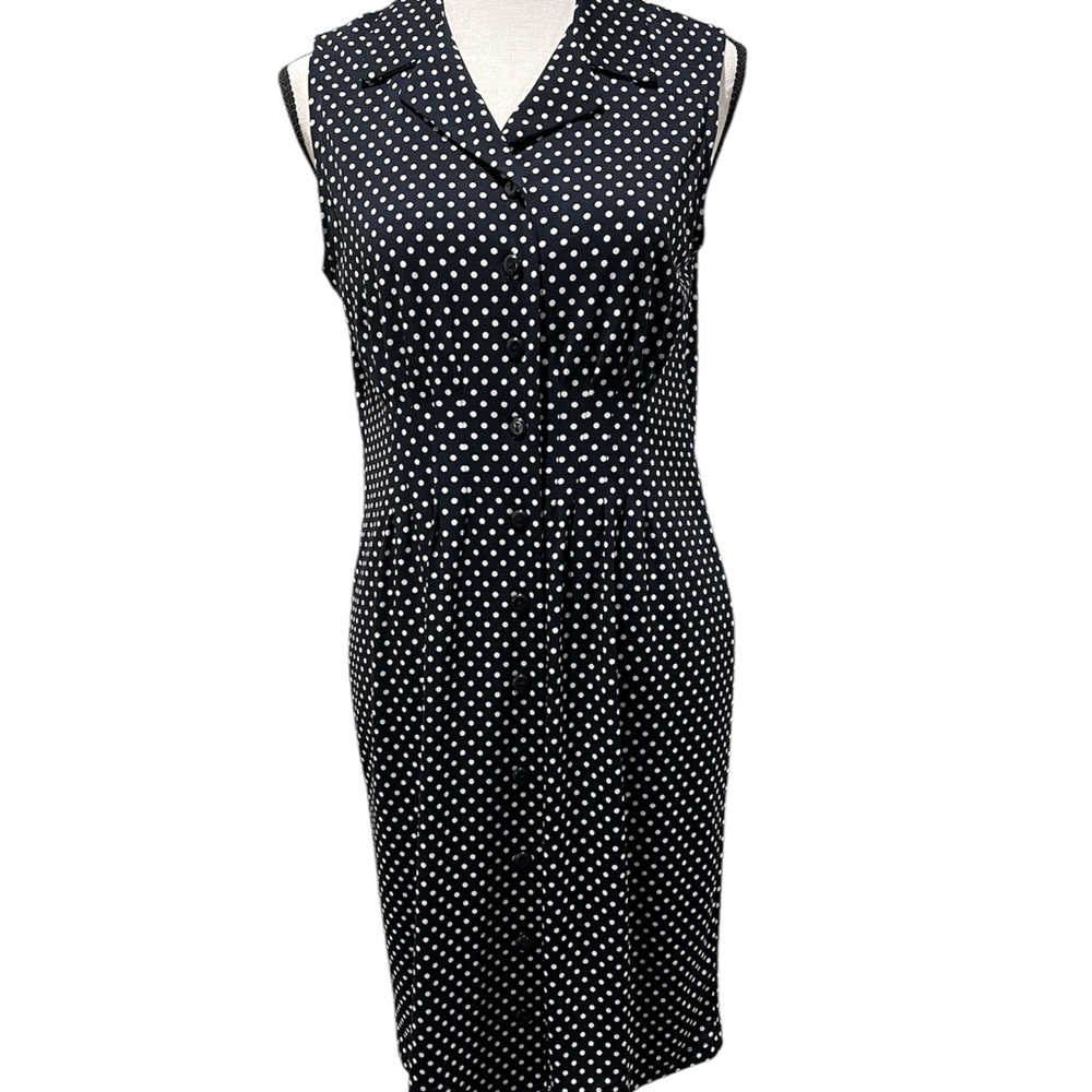 Fenn Wright Manson Sleeveless Black with White Polka Dot Dress.